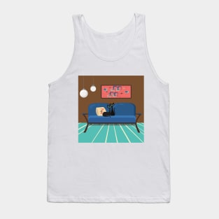 Kitties in Love on a Mid Century Sofa Tank Top